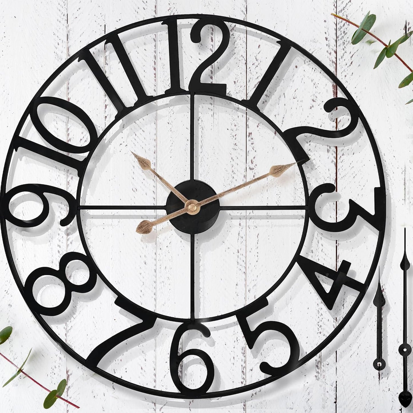 30 in Extra Large Outdoor Clock – Waterproof Outdoor Indoor Wall Clock for Patio/Pool Area – Farmhouse Decorative Outdoor Clocks Sient Battery Operated – Vintage Outside Clock for Garden, Backyard