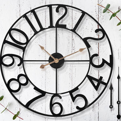 30 in Extra Large Outdoor Clock – Waterproof Outdoor Indoor Wall Clock for Patio/Pool Area – Farmhouse Decorative Outdoor Clocks Sient Battery Operated – Vintage Outside Clock for Garden, Backyard