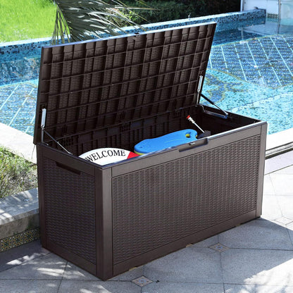 YITAHOME 100 Gallon Large Deck Box | Outdoor Resin Storage Boxes for Patio Furniture, Outdoor Cushions, Garden Tools, Water Resistant and Lockable