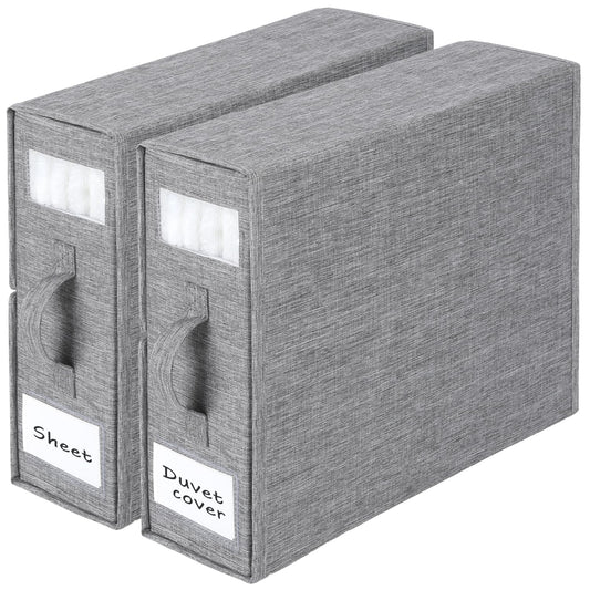Bed Sheet Organizer 2 Pack – Foldable Linen Closet... (Grey)