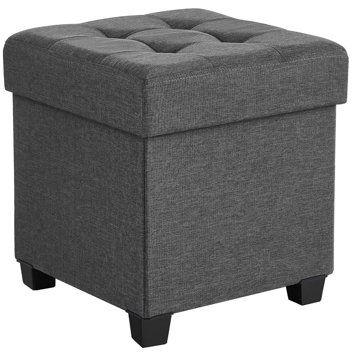 SONGMICS Storage Ottoman, Small Ottoman Foot Rest with Legs, 15 x 15 x 15.7 Inches Foot Stool, Load up to 660 lb, for Living Room, Bedroom, Dorm, Dark Gray ULSF14GYZ