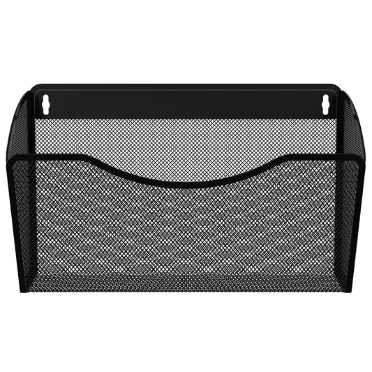 EasyPAG Wall File Organizer, Metal Mesh Hanging File Folder Holder for Letter/A4 Size Folders, Vertical Wall Mount Mail Sorter for Office Paperwork, Classroom, Black
