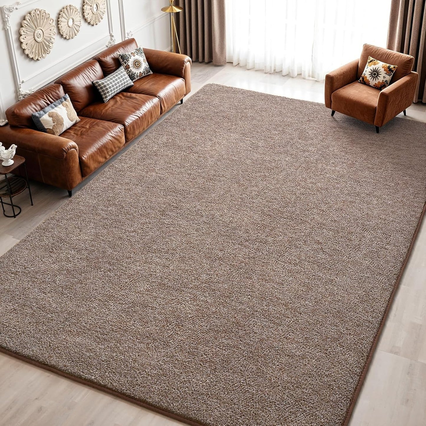 Keeko 4x6 Area Rugs for Living Room,Soft Washable Memory Foam Bedroom Rug | Indoor Throw Rug Low Pile Minimalist Non Slip Carpet for Kids Nursery Classroom Dorm Room Home Decor Brown and White