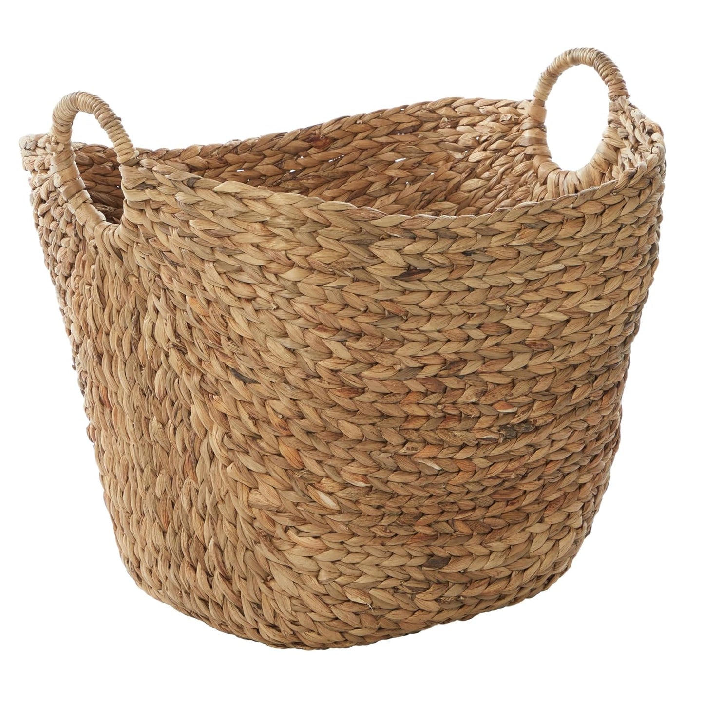 Deco 79 Seagrass Storage Basket, Large Woven Basket, 20" x 18" x 19", Brown | Handmade decorative and functional basket for storage with ring handles, baskets for organizing, room decor