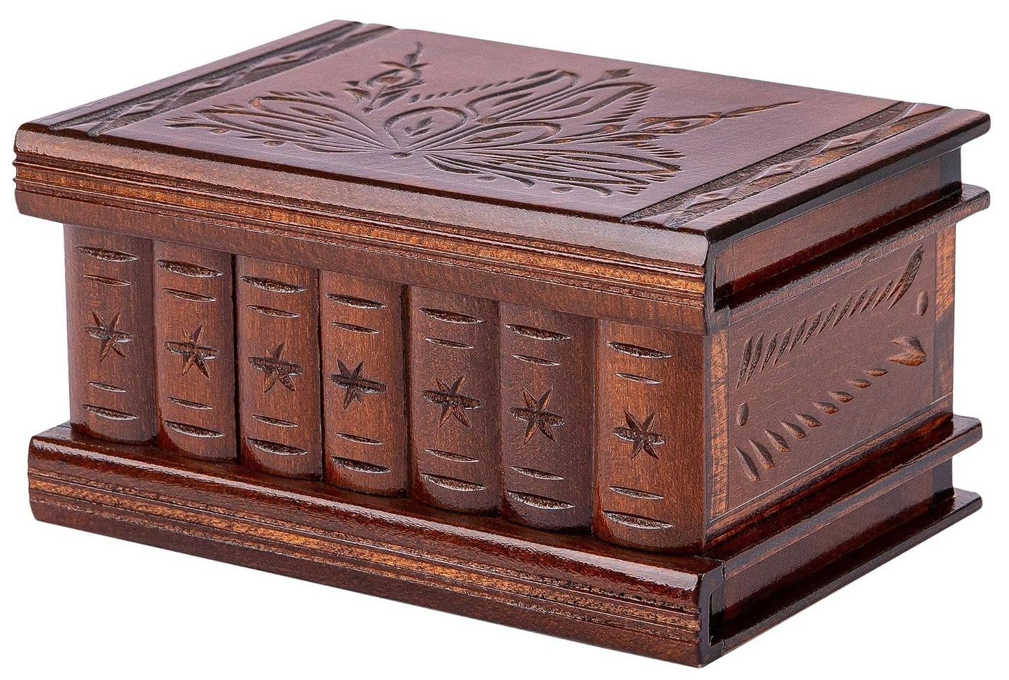 Puzzle Box with Hidden Compartments, Secret Lock and Key | Maple Wooden Puzzle Box in 5 Steps, Hand-Carved with Transylvanian Motifs for Adults and Kids. Ideal for Money and Gift Card