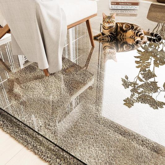Tempered Glass Chair Mat for Carpet 55"x46", Floor Protector | Ultra Clear Office Chair Mat for Hardwood Floors & Carpets, Heavy Duty 0.2" Scratch-Resistant Surface with Non-Slip Pads