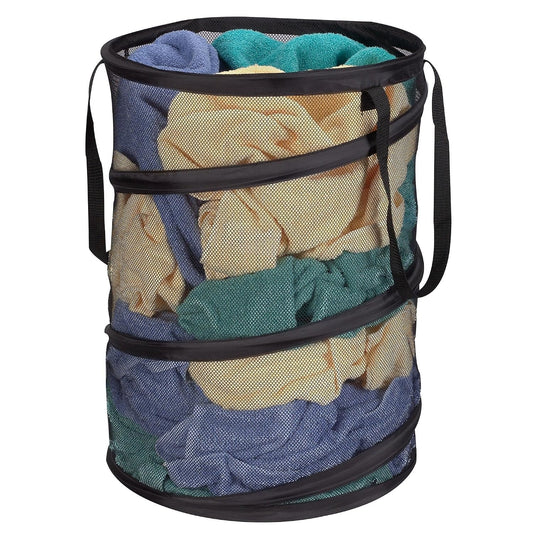 Household Essentials 2026 Pop-Up Collapsible Mesh Laundry Hamper | Black, 25" H