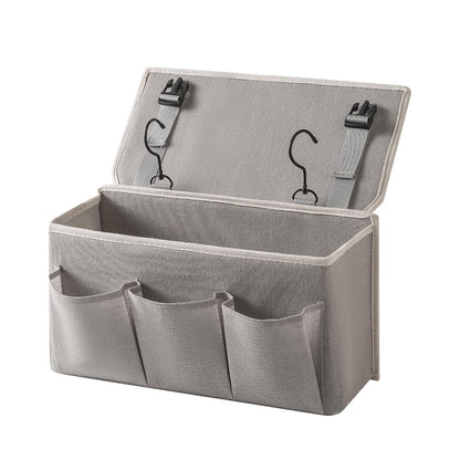 Bedside Caddy/Bedside Storage Organizer Hanging Bag with Three Options,Suitable for home beds, sofas, and dormitory beds—can hold magazines, books, phones, iPads, remote controls. (Gray)