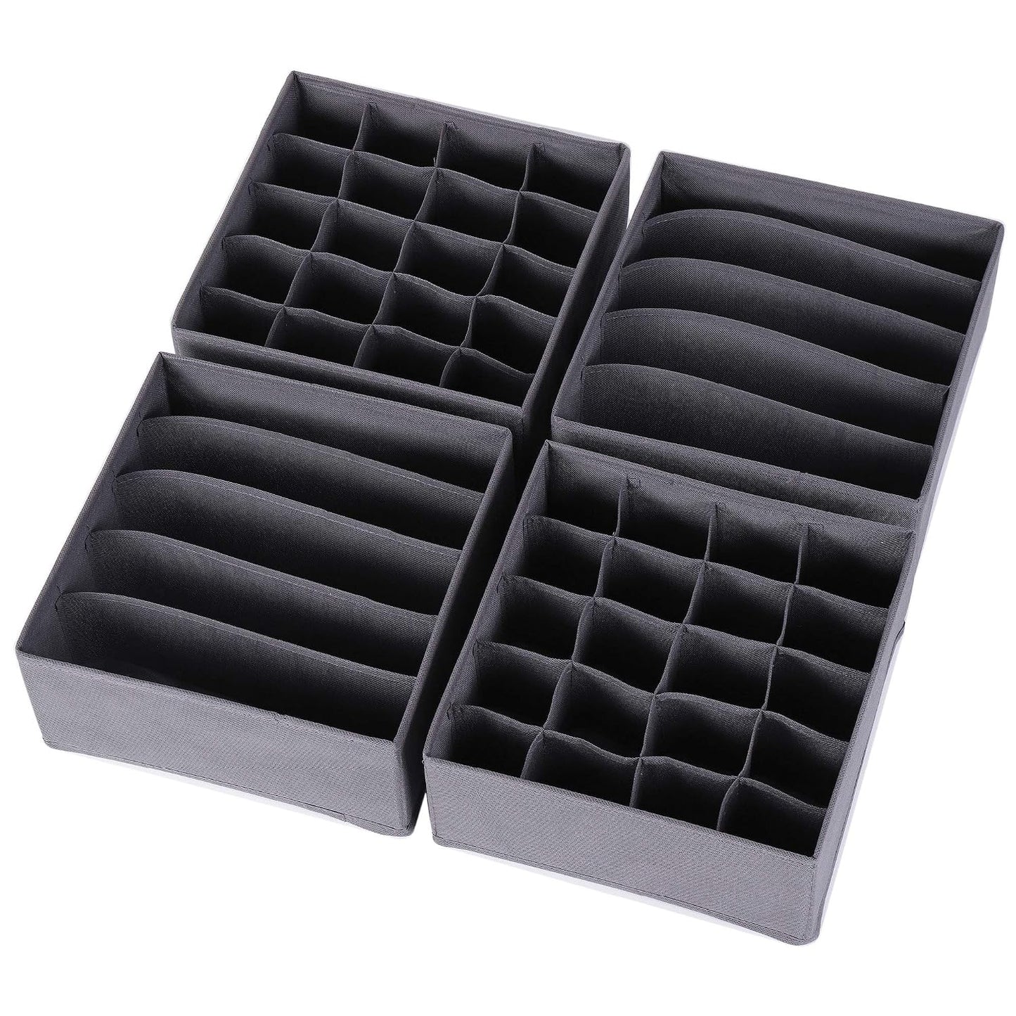 DIOMMELL 4 Pack Foldable Cloth Storage Box Closet Dresser Drawer Organizer Fabric Baskets Bins Containers Divider for Clothes Underwear Bras Socks Lingerie Clothing, Dark Grey 22-0000