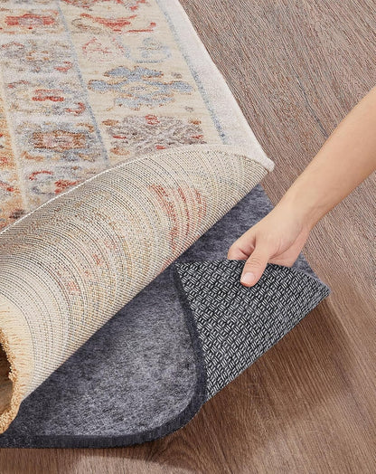 Veken Non Slip Cushioned Rug Pad Gripper, Felt and Silicone Backing, 8 x 10 Ft, 1/4 inch Thick Carpet Liner Protector Mat for Area Rugs and Hardwood Floors, with Over 99 Pcs Anti-Slip Strips Pattern