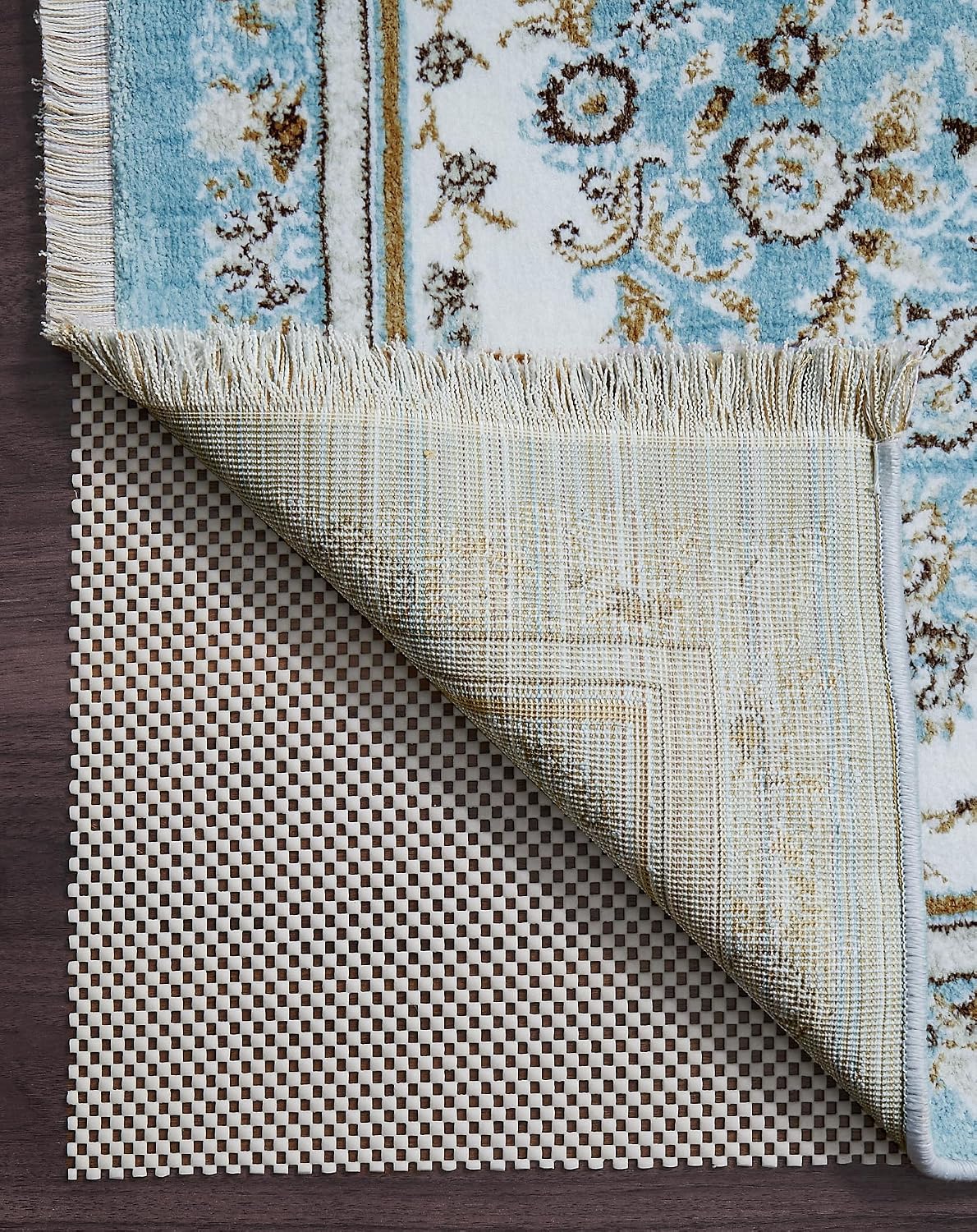 Veken Non Slip Rug Pad Gripper 8 x 10 Feet Extra Thick Pads for Any Hard Surface Floors, Keep Your Rugs Safe and in Place, Under Carpet Mat, with More Than 99 Pieces Anti-Slip Solid Square Pattern