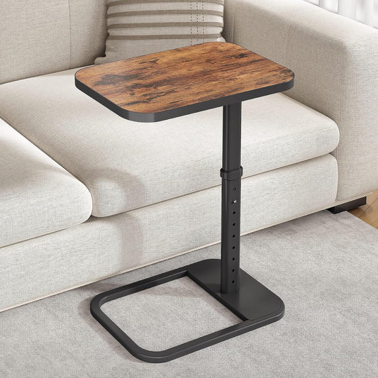 TV Tray Table, Adjustable Height & Flip-Top & Roun... (Brown)