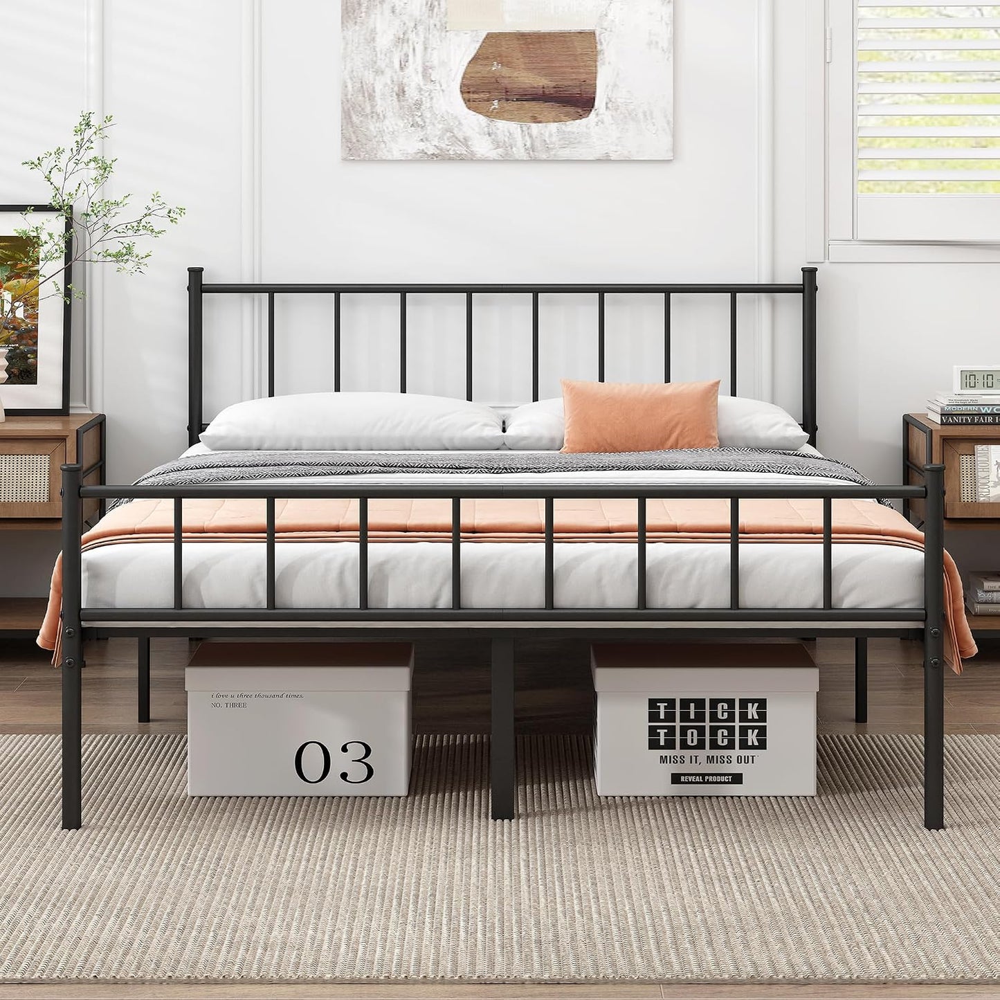 Full Metal Bed Frame,Steel Slat Support,Noise Free,Easy Assembly