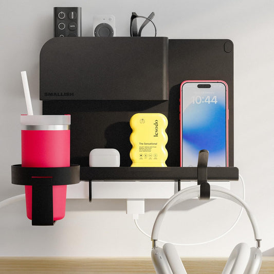 WallShelfie Bedside Wall Organizer & Dorm Decor fo... (Black | Plastic)