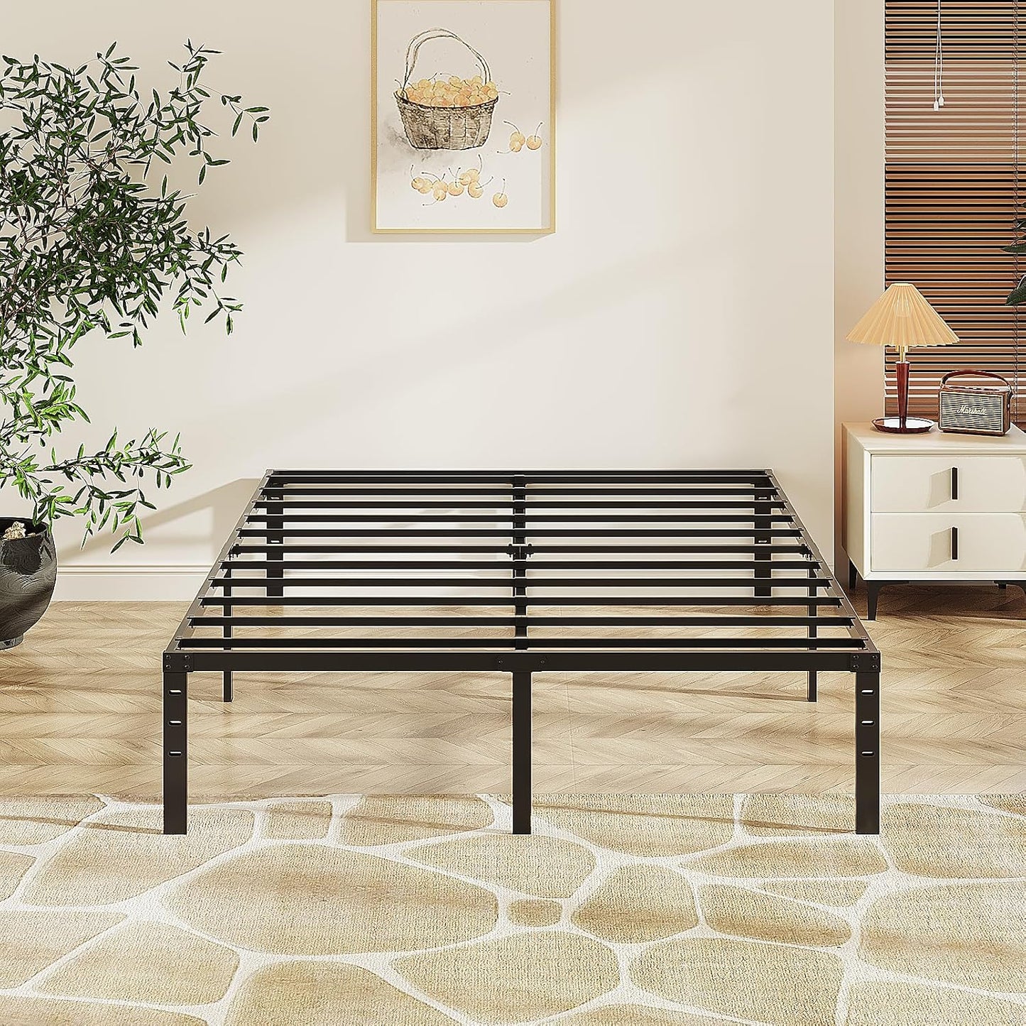 VINGLI 12 Inch Full Bed Frame, Heavy Duty Metal Platform, No Box Spring Needed, Steel Slat Support, Easy Assembly, Noise-Free, 10.4 inch Underbed Storage Space, Black