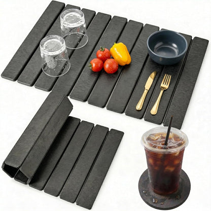 Large Stone Drying Mat for Kitchen Counter, Quick Dry Stone Drying Mat, Foldable Water Absorbing Diatomaceous Earth Dish Drying Mat for Plate Rack Bottles Utensils(Dark Gray 24"×16" & 4" Coaster)