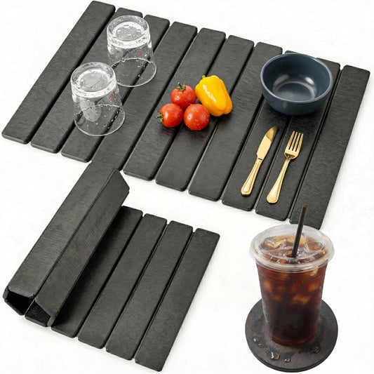 Large Stone Drying Mat for Kitchen Counter, Quick Dry Stone Drying Mat, Foldable Water Absorbing Diatomaceous Earth Dish Drying Mat for Plate Rack Bottles Utensils(Dark Gray 24"×16" & 4" Coaster)