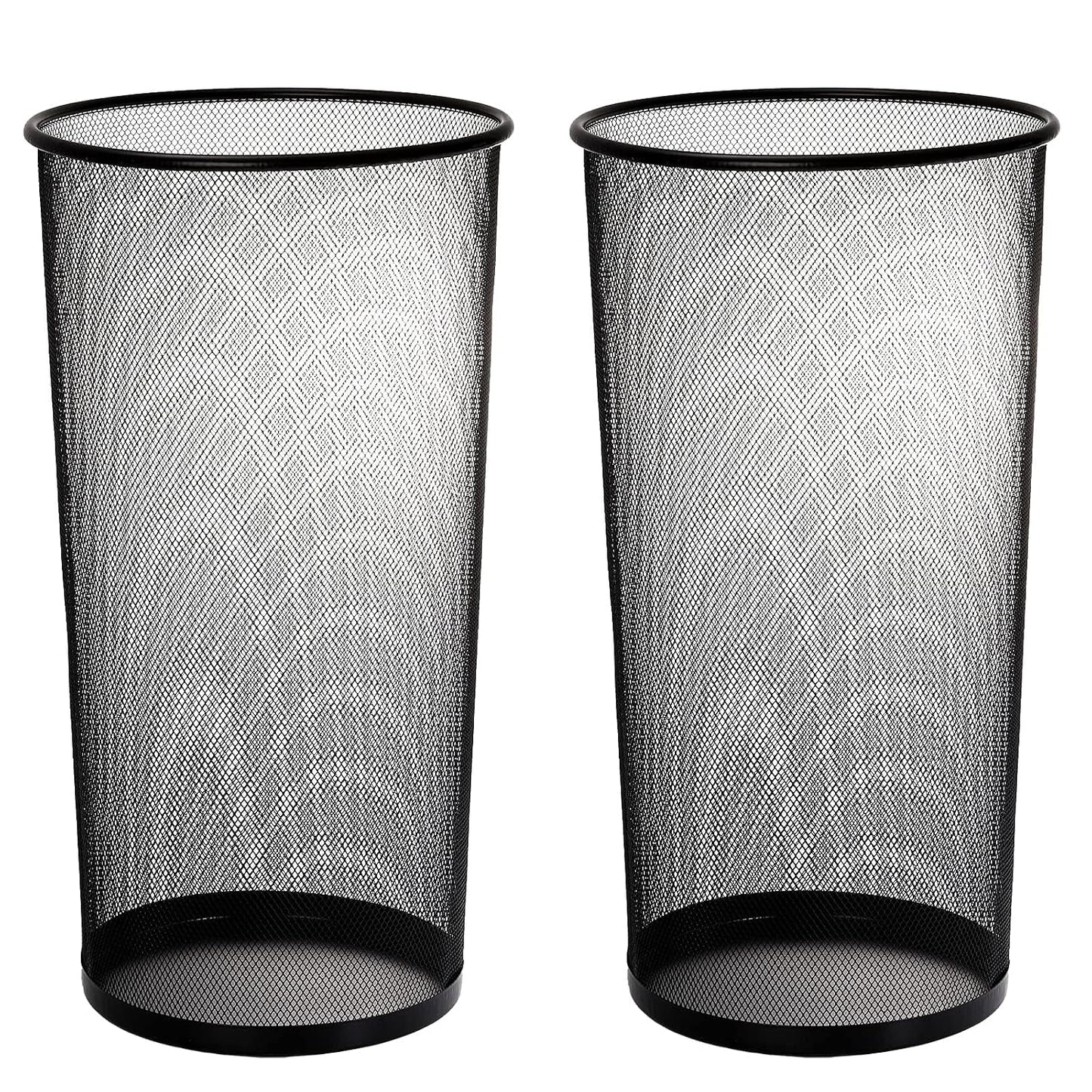 2 Pack Large Umbrella Holder, 10.5x20 Inch Metal Mesh Umbrella Stand, Freestanding Bucket for Umbrellas, Canes, Walking Sticks, Wrapping Paper, Entryway, Home, Office, Hotel, Black