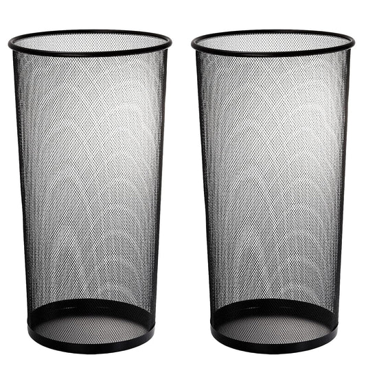 2 Pack Large Umbrella Holder, 10.5x20 Inch Metal Mesh Umbrella Stand, Freestanding Bucket for Umbrellas, Canes, Walking Sticks, Wrapping Paper, Entryway, Home, Office, Hotel, Black