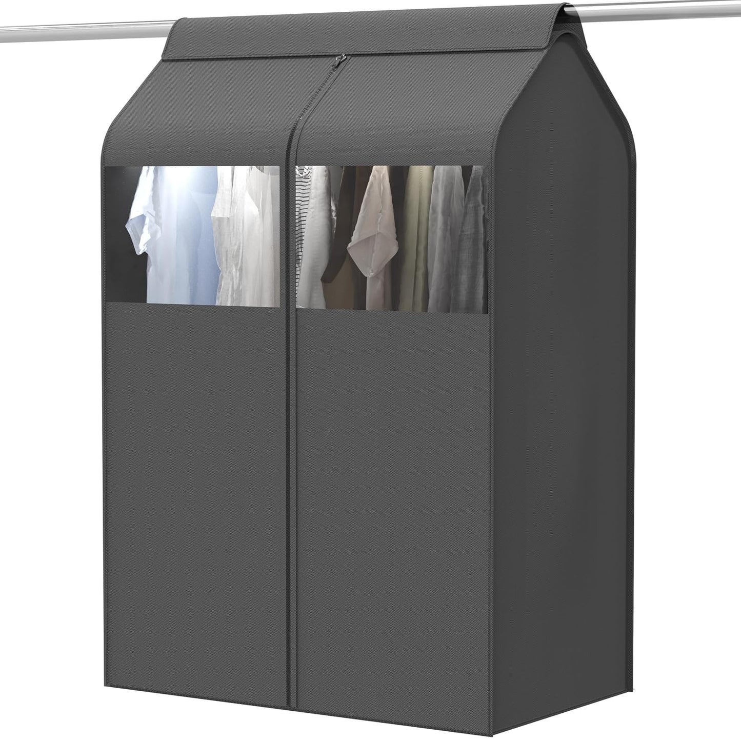 Simple Houseware 30"W x 54"H Garment Cover with Bottom Seal & Clear Window | for Clothes Rack/Closet/Hanging Clothes, Dark Gray