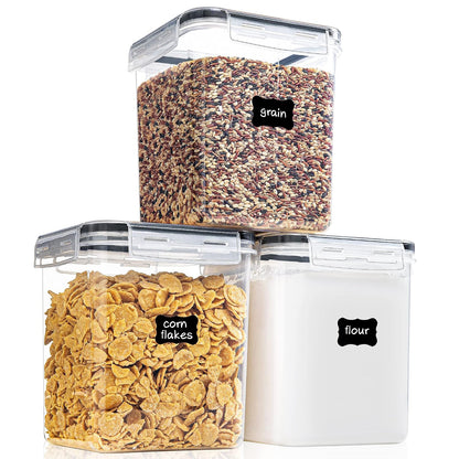 PANTRYSTAR Medium Food Storage Containers with Lids Airtight 2.5L /84.5Oz, for Flour, Sugar, Baking Supply, 3PCS BPA Free Plastic Canisters for Kitchen Pantry Organization