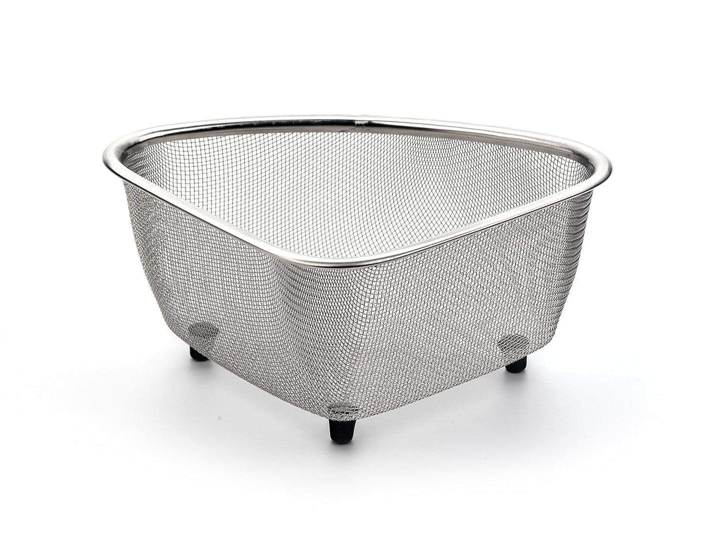 RSVP International Endurance® In-Sink Mesh Colander Strainer Basket, 3 Quart | Organize Sponges, Collect Food Scraps | Dishwasher Safe | Small Corner Basket | Steaming, Draining & Rinsing