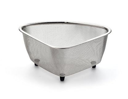 RSVP International Endurance® In-Sink Mesh Colander Strainer Basket, 3 Quart | Organize Sponges, Collect Food Scraps | Dishwasher Safe | Small Corner Basket | Steaming, Draining & Rinsing