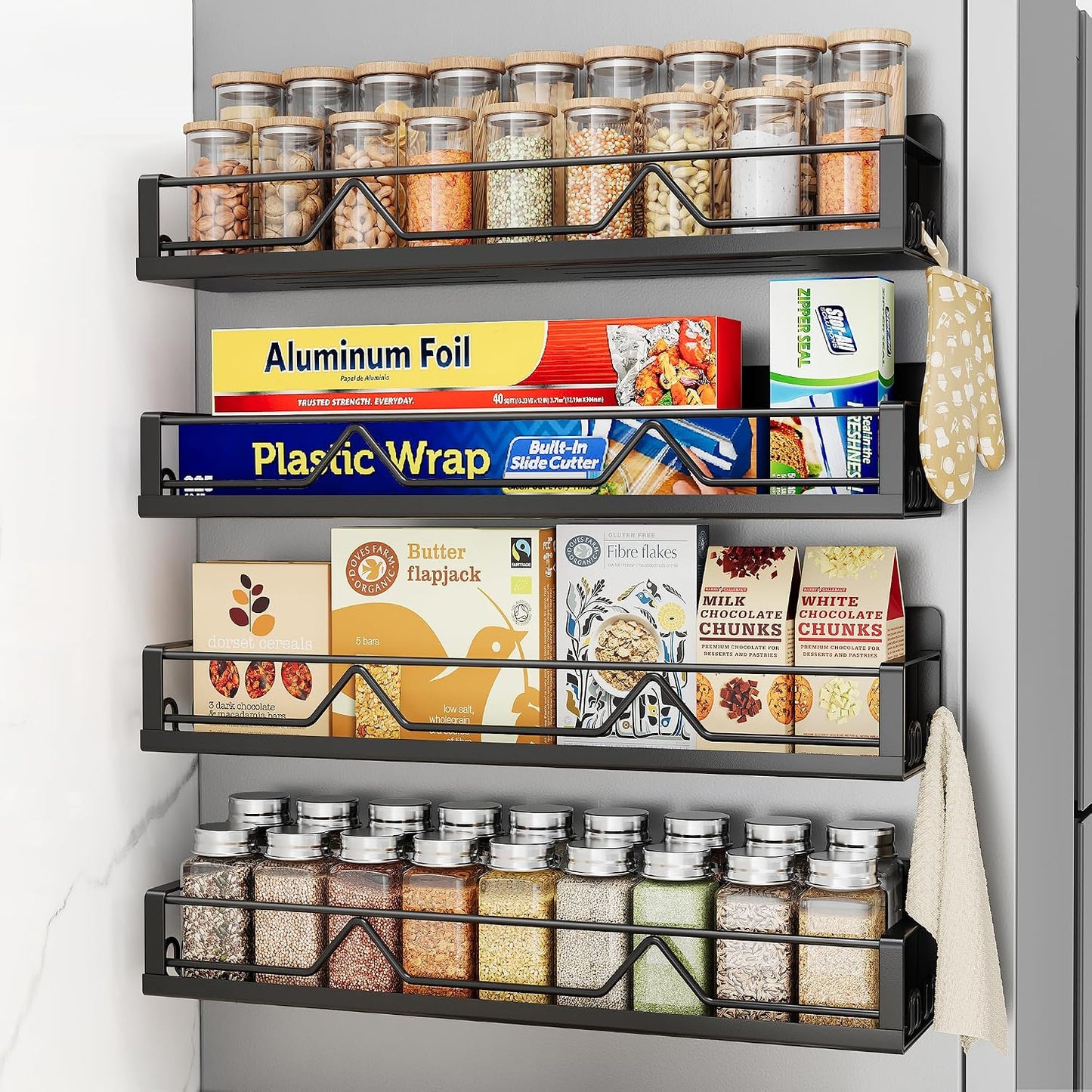 16.9 Inch Wide Large Capacity Magnetic Spice Rack... (Matt Black | Metal)