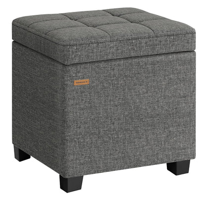 SONGMICS Square Storage Ottoman, Foot Stool Footrest with Legs, Ottoman Cube with Hinged Lid, for Living Room, Bedroom, 16.9 x 16.9 x 18.1 Inches, Linen-Look Fabric, Slate Gray ULOM509GN01