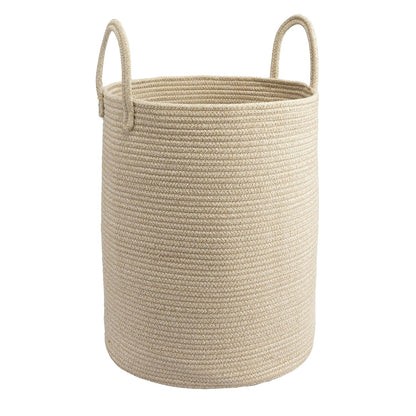 Woven Cotton Rope Laundry Basket, 15" x 20" Laundry Hamper, Oatmeal | Rope storage basket for dirty clothes, toys and blankets. Perfect for bathroom, baby nursery and living room storage.