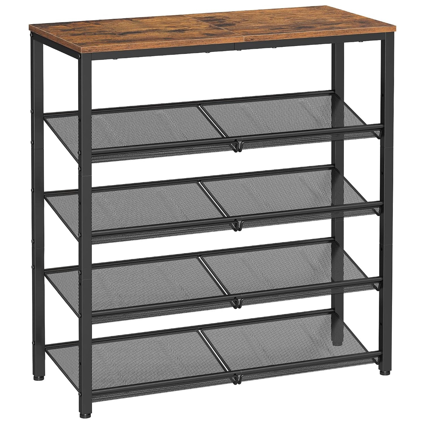 VASAGLE Shoe Rack for Entryway, Freestanding, Adjustable, Industrial | 5-Tier Shoe Rack Organizer with Storage Shelves and Spacious Top, Rustic Brown and Ink Black ULBS038B01