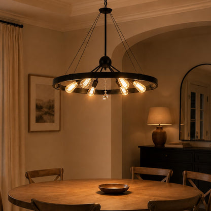 Black Wegan Wheel Chandelier 31.5" (Black / 31.5 inch)