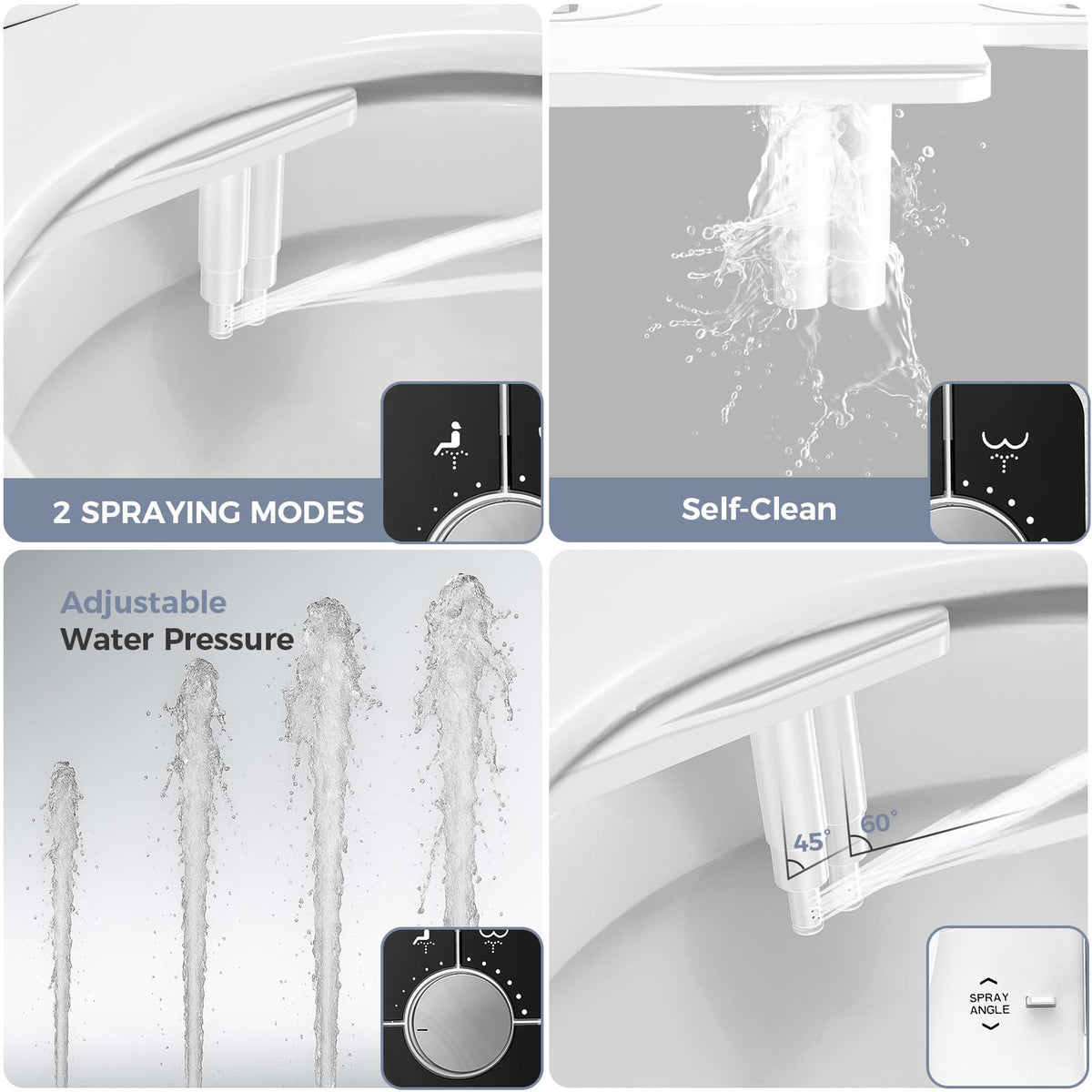 Upgrade Bidet Attachment for Toilet Seat (Black Chrome)