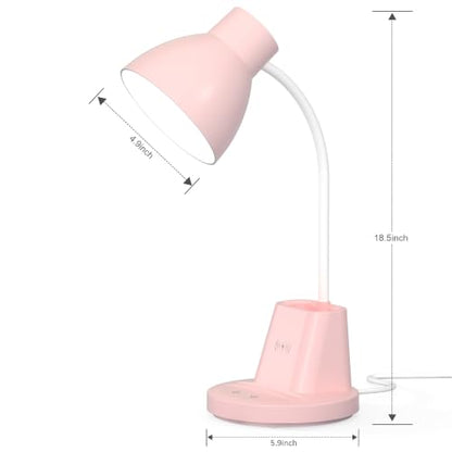 10W Wireless Charging LED Desk Lamp with Pen Holder (Pink)