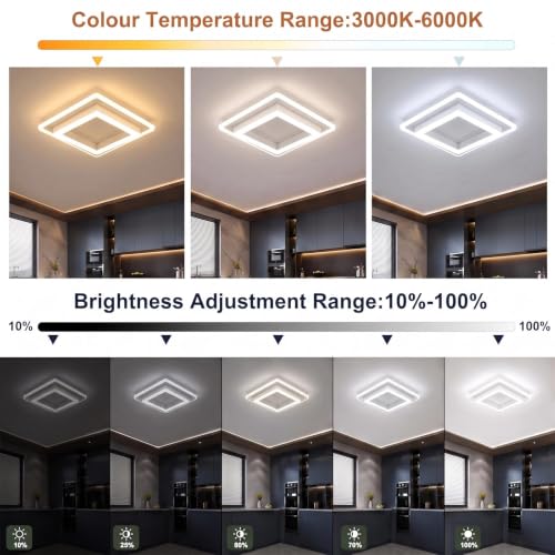 Modern Square LED Ceiling Light (White / 10.62 Inches)