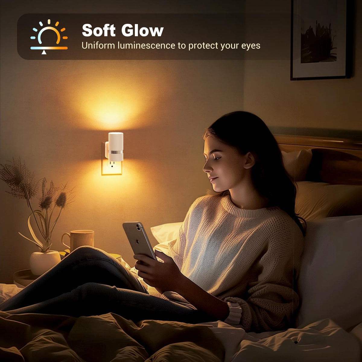 Night Lights Plug into Wall (White-Amber / 2 Pack)