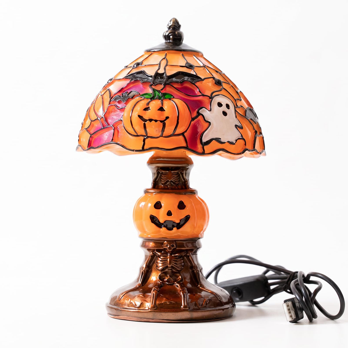 Handmade Halloween Painted Lamp (Orange)