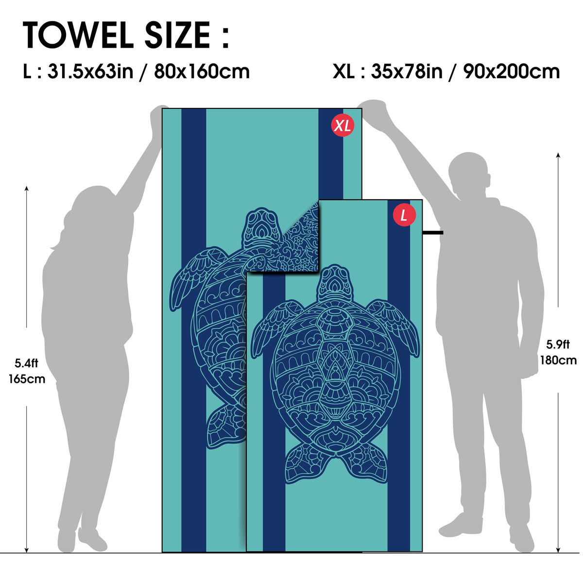 Microfiber Beach Towel Quick Dry (01sea turtle / 78.00" x 35.00")