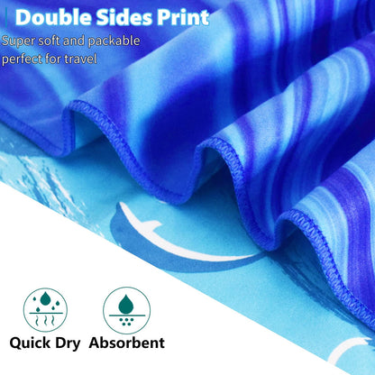 Microfiber Beach Towel Extra Large 71x32 Blue Shell 2 Pack (Blue Shell / 71 x 32 Inches)