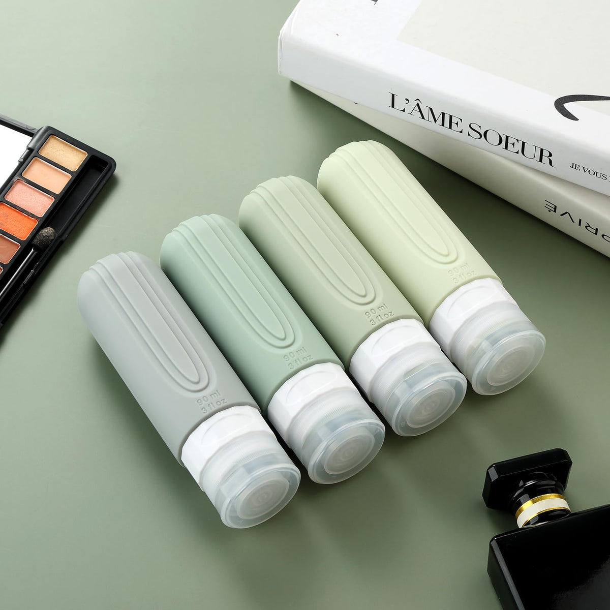 Travel Bottles for Toiletries (Mint-Grey-3oz)
