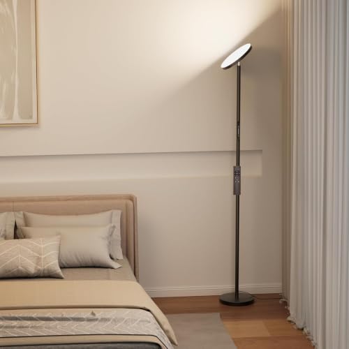 350° Rotating Head & 32W Dimmable LED Torchiere Floor Lamps for Living Room