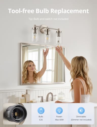 3 Light Vanity Lights for Bathroom Over Mirror