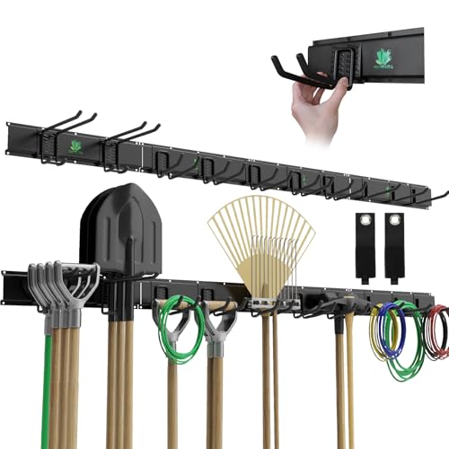 Garage Tool Organizer Wall Mount Garden Tool Organizer with Adjustable Hooks