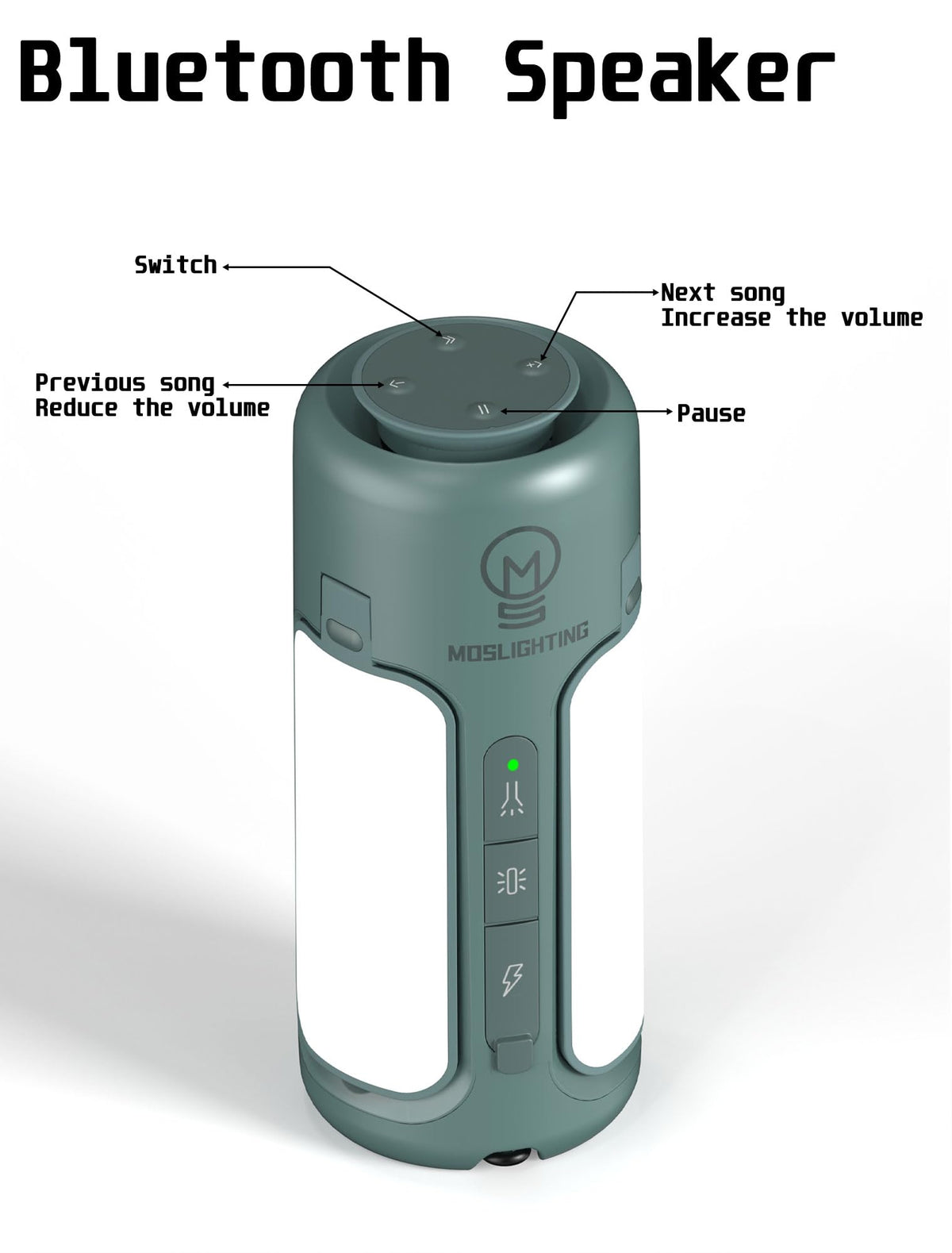 4 in 1 Foldable Camping Lantern with Bluetooth Speaker