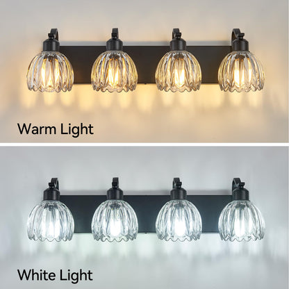 Black Vanity Lights for Bathroom with Clear Tulip Glass Shade (Black - Tulip Clear / 4-light)
