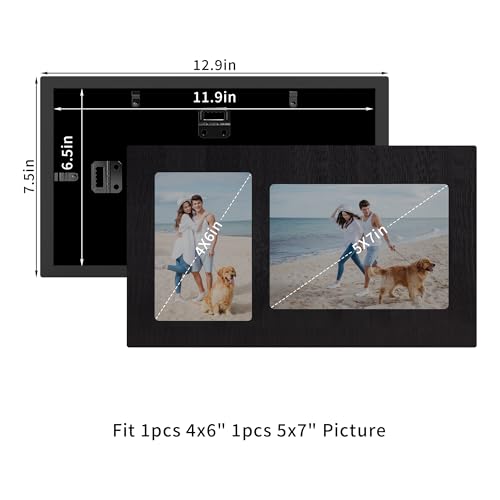 4x6 and 5x7 Collage Picture Frame (Rustic Black / 7.5x13in (1Pack))