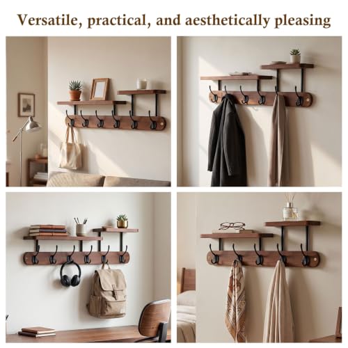 Coat Rack Wall Mount 23" Coat Rack Wall Mount with Shelf for Entryway