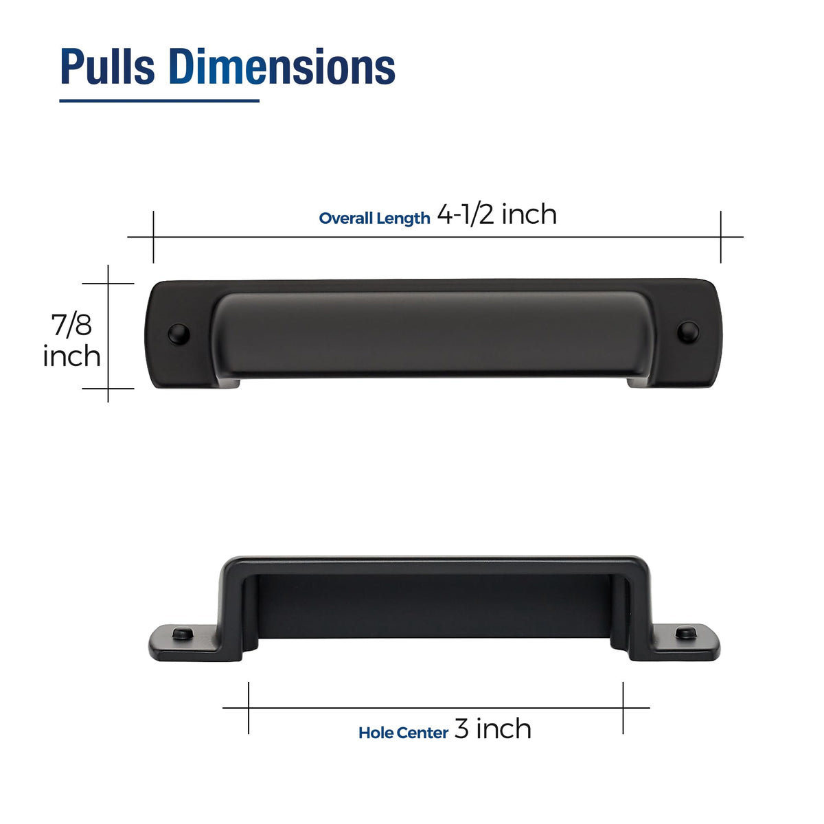 Matte Black Cabinet Pulls Cabinet Handles (Black / 3 inch Hole Center)