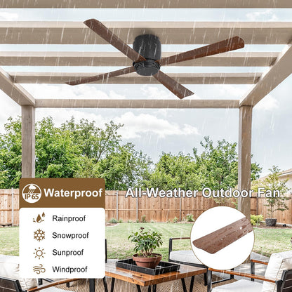 54 Inch Wet Rated Ceiling Fan without Light (Black and Walnut / 54")