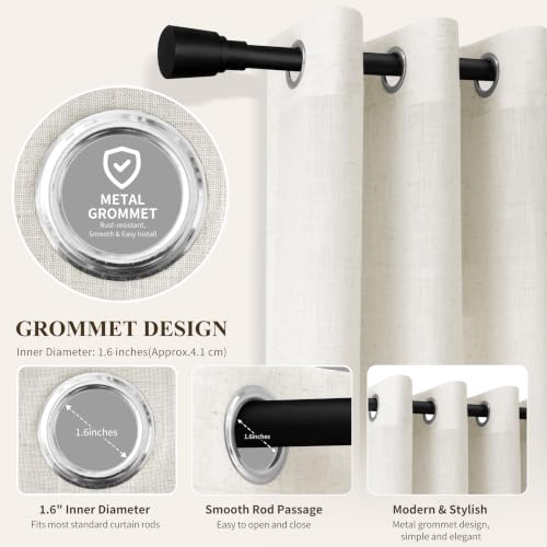 Natural Grommet Linen Curtains 64 Inches Long for Living Room (Natural / 52"W x 64"L (Pack of 2))